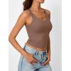imageTrendy Queen Womens Tank Tops Double Lined Crop Sleeveless Going Out Camisole Summer Fashion Basic Soft Spring Clothes 2025Brown