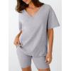 imageTrendy Queen Womens Two Piece Lounge Sets Summer Outfits 2025 Spring Fashion Vacation Tops Shorts Matching TracksuitsGrey