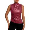 imageTrendy Queen Going Out Tops Summer Top 2025 Date Outfits Asymmetrical Mock Neck Leather Top Sexy Corset Club OutfitRed