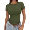 imageTrendy Queen Womens Basic T Shirts Summer Tops 2025 Crop Short Sleeve Slim Fit Tee Cute Gym Workout ClothesArmygreen
