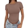 imageTrendy Queen Womens Basic T Shirts Summer Tops 2025 Crop Short Sleeve Slim Fit Tee Cute Gym Workout ClothesCoffee