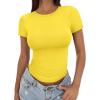 imageTrendy Queen Womens Basic T Shirts Summer Tops 2025 Crop Short Sleeve Slim Fit Tee Cute Gym Workout ClothesYellow