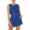 imageTrendy Queen Womens Summer 2 Piece Outfits Short Sets Matching Sleeveless Tank Top High Waisted Shorts with PocketsBlue