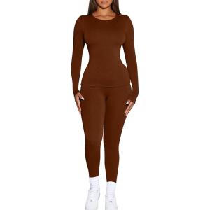 imageKaximil Womens Thermal Underwear Fleece Lined Base Layer Long Johns SetsCoffee