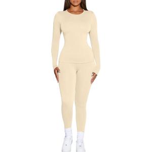 imageKaximil Womens Thermal Underwear Fleece Lined Base Layer Long Johns SetsNude