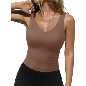 imageTrendy Queen Womens Tank Tops Double Lined Crop Sleeveless Going Out Camisole Summer Fashion Basic Soft Spring Clothes 2025Brown