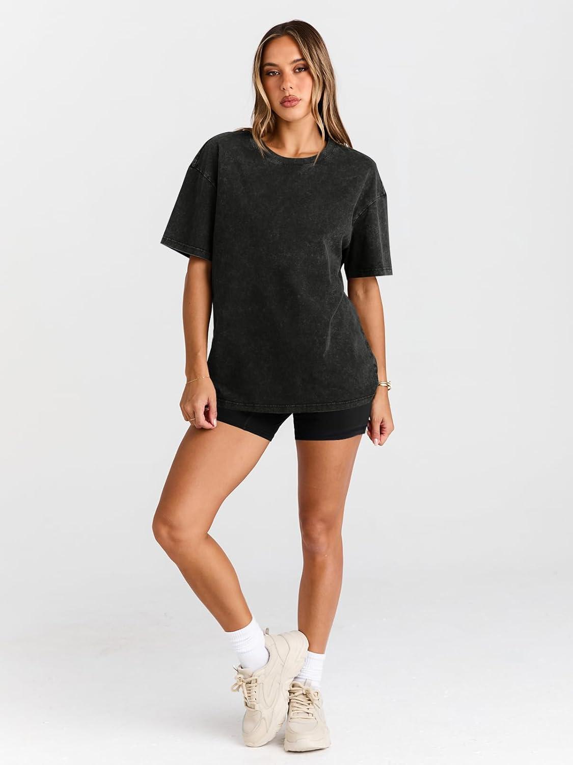 imageTrendy Queen Oversized Vintage T Shirts for Women Graphic Summer Top 2025 Y2k Short Sleeve Basic Cute Grunge ClothesBlack