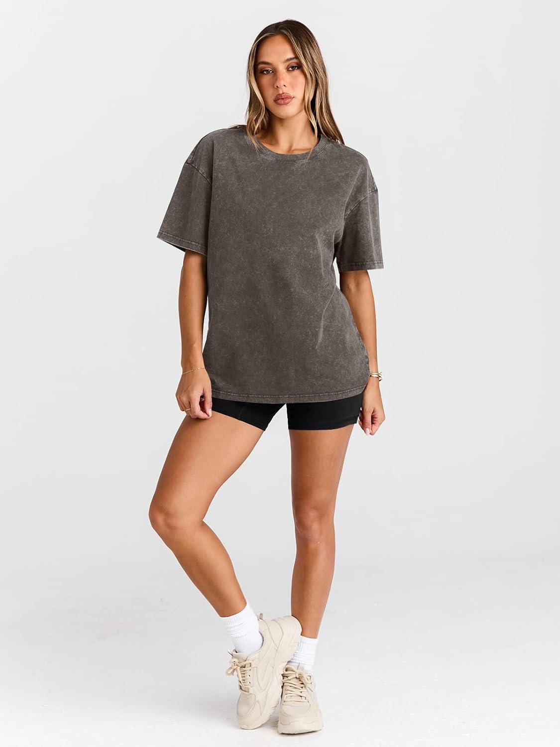 imageTrendy Queen Oversized Vintage T Shirts for Women Graphic Summer Top 2025 Y2k Short Sleeve Basic Cute Grunge ClothesCoffee
