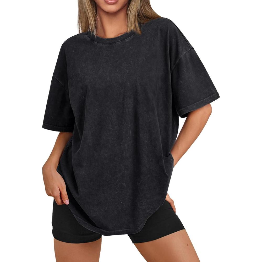 imageTrendy Queen Oversized Vintage T Shirts for Women Graphic Summer Top 2025 Y2k Short Sleeve Basic Cute Grunge ClothesBlack
