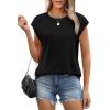 imageSAMPEEL Womens Tops Summer Dressy Casual Raglan Cap Sleeve T Shirts Basic Tee Shirts Trendy 2025All Black