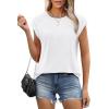 imageSAMPEEL Womens Tops Summer Dressy Casual Raglan Cap Sleeve T Shirts Basic Tee Shirts Trendy 2025All White