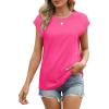 imageSAMPEEL Womens Tops Summer Dressy Casual Raglan Cap Sleeve T Shirts Basic Tee Shirts Trendy 2025Azalea Pink