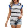 imageSAMPEEL Womens Tops Summer Dressy Casual Raglan Cap Sleeve T Shirts Basic Tee Shirts Trendy 2025Black Stripe