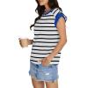 imageSAMPEEL Womens Tops Summer Dressy Casual Raglan Cap Sleeve T Shirts Basic Tee Shirts Trendy 2025Black Stripe
