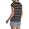 imageSAMPEEL Womens Tops Summer Dressy Casual Raglan Cap Sleeve T Shirts Basic Tee Shirts Trendy 2025Black White Stripe