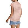 imageSAMPEEL Womens Tops Summer Dressy Casual Raglan Cap Sleeve T Shirts Basic Tee Shirts Trendy 2025Bright Pink Stripe