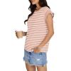 imageSAMPEEL Womens Tops Summer Dressy Casual Raglan Cap Sleeve T Shirts Basic Tee Shirts Trendy 2025Bright Pink Stripe
