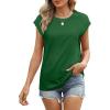 imageSAMPEEL Womens Tops Summer Dressy Casual Raglan Cap Sleeve T Shirts Basic Tee Shirts Trendy 2025Green