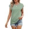 imageSAMPEEL Womens Tops Summer Dressy Casual Raglan Cap Sleeve T Shirts Basic Tee Shirts Trendy 2025Lake Green