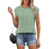 imageSAMPEEL Womens Tops Summer Dressy Casual Raglan Cap Sleeve T Shirts Basic Tee Shirts Trendy 2025Lake Green