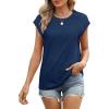 imageSAMPEEL Womens Tops Summer Dressy Casual Raglan Cap Sleeve T Shirts Basic Tee Shirts Trendy 2025Navy Blue