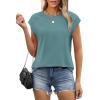 imageSAMPEEL Womens Tops Summer Dressy Casual Raglan Cap Sleeve T Shirts Basic Tee Shirts Trendy 2025Teal