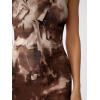 imageTrendy Queen Bodycon Maxi Dress Womens Sleeveless Floral Print Fitted Party Club Ruched Dresses with Side SlitCoffee
