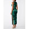 imageTrendy Queen Bodycon Maxi Dress Womens Sleeveless Floral Print Fitted Party Club Ruched Dresses with Side SlitGreen