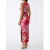 imageTrendy Queen Bodycon Maxi Dress Womens Sleeveless Floral Print Fitted Party Club Ruched Dresses with Side SlitPink