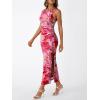 imageTrendy Queen Bodycon Maxi Dress Womens Sleeveless Floral Print Fitted Party Club Ruched Dresses with Side SlitPink