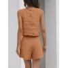 imageTrendy Queen Women 2 Piece Outfits Linen Matching Sets Two Piece Lounge Shorts Crop Tops 2024 Summer Clothes Beach VacationLightbrown