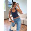 imageTrendy Queen Women Halter Tops Going Out Deep V Neck Summer 2025 Sleeveless Blackless Sexy Cute Crop Fashion ClothesBlue
