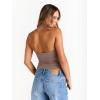 imageTrendy Queen Women Halter Tops Going Out Deep V Neck Summer 2025 Sleeveless Blackless Sexy Cute Crop Fashion ClothesCoffee