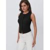 imageTrendy Queen Womens Ribbed Button Down Sleeveless Shirts Summer Going Out Cropped Tank TopBlack
