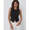 imageTrendy Queen Womens Ribbed Button Down Sleeveless Shirts Summer Going Out Cropped Tank TopBlack