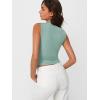 imageTrendy Queen Womens Ribbed Button Down Sleeveless Shirts Summer Going Out Cropped Tank TopSage