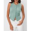imageTrendy Queen Womens Ribbed Button Down Sleeveless Shirts Summer Going Out Cropped Tank TopSage