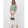 imageTrendy Queen Womens Ribbed Button Down Sleeveless Shirts Summer Going Out Cropped Tank TopSage