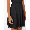 imageTrendy Queen Womens Square Neck Summer Party Flowy Ruffle Hem Ruched Waist Mini DressBlack