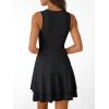 imageTrendy Queen Womens Square Neck Summer Party Flowy Ruffle Hem Ruched Waist Mini DressBlack