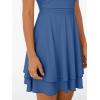 imageTrendy Queen Womens Square Neck Summer Party Flowy Ruffle Hem Ruched Waist Mini DressBlue