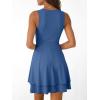 imageTrendy Queen Womens Square Neck Summer Party Flowy Ruffle Hem Ruched Waist Mini DressBlue