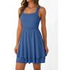 imageTrendy Queen Womens Square Neck Summer Party Flowy Ruffle Hem Ruched Waist Mini DressBlue