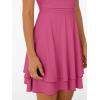 imageTrendy Queen Womens Square Neck Summer Party Flowy Ruffle Hem Ruched Waist Mini DressPink