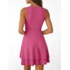 imageTrendy Queen Womens Square Neck Summer Party Flowy Ruffle Hem Ruched Waist Mini DressPink