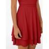 imageTrendy Queen Womens Square Neck Summer Party Flowy Ruffle Hem Ruched Waist Mini DressRed