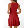 imageTrendy Queen Womens Square Neck Summer Party Flowy Ruffle Hem Ruched Waist Mini DressRed