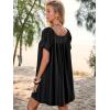 imageWomen Summer Mini Dress Casual Puff Short Sleeve Square Neck Flowy Ruffle A Line Smocked Short Beach Dresses PocketsBlack