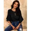 imageWomens Ruffle 34 Length Sleeve Tops 2025 Trendy Summer Dressy Casual Chiffon Blouses Loose Fit Work ShirtsBlack