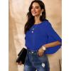 imageWomens Ruffle 34 Length Sleeve Tops 2025 Trendy Summer Dressy Casual Chiffon Blouses Loose Fit Work ShirtsBlue